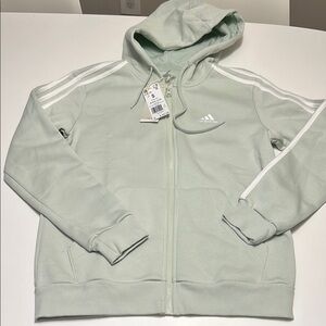 Women’s Adidas ESSENTIALS 3-STRIPES FULL-ZIP FLEECE HOODIE mint green size small